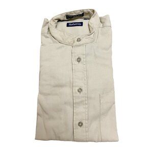 HATHAWAY Men's Button-Down Dress Shirt Size 16 32/33 Large Tan NWOT